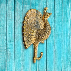 Peacock Bird wall hook Coat Hanger Genuine Bronze Boho Wall Decor