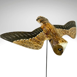 Swooping Barn Owl Bird Sculpture Hand carved Painted Bird Wood Statue wildlife bird carving Hand Carved, Hand Painted Wooden Bird Sculpture