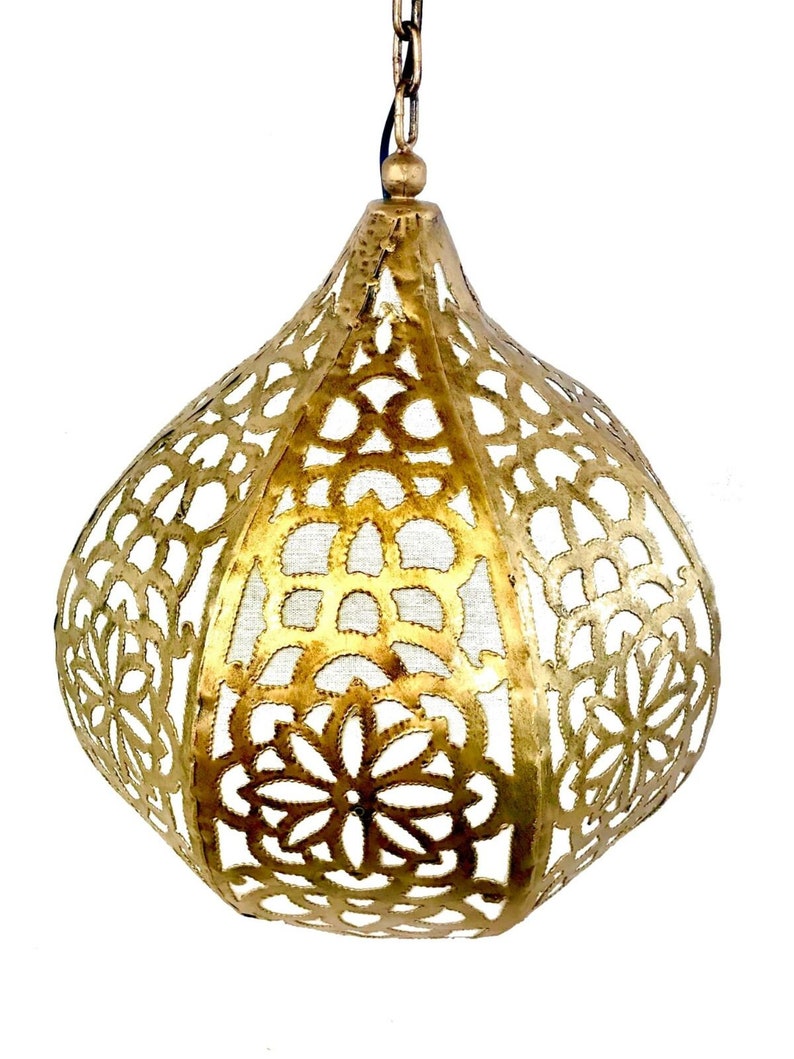 Bohemian Lotus Swag Lamp Hanging Teardrop Moroccan Lantern Etsy