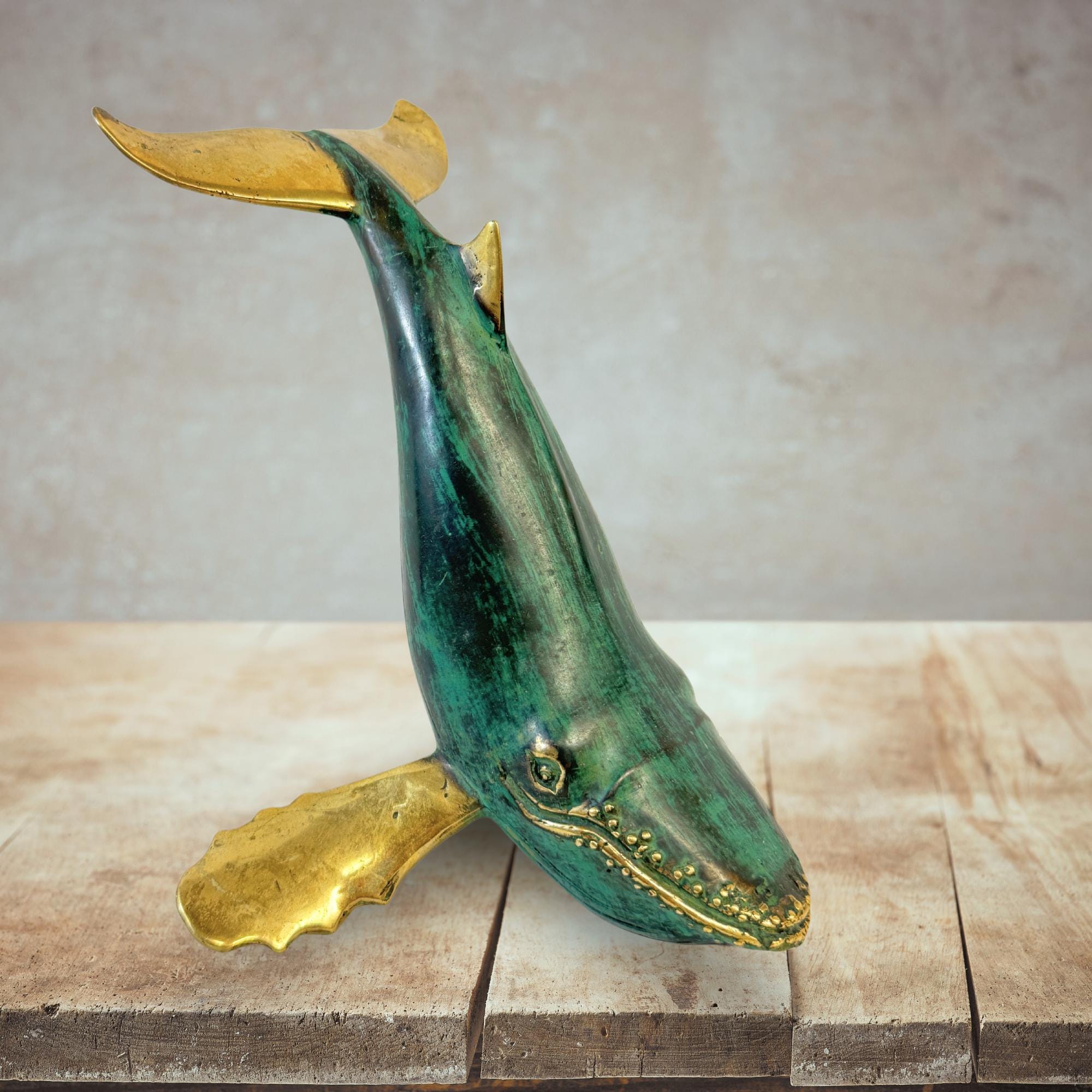 Verdigris Bronze Humpback Whale Statue: Nautical Tabletop Decor - Etsy
