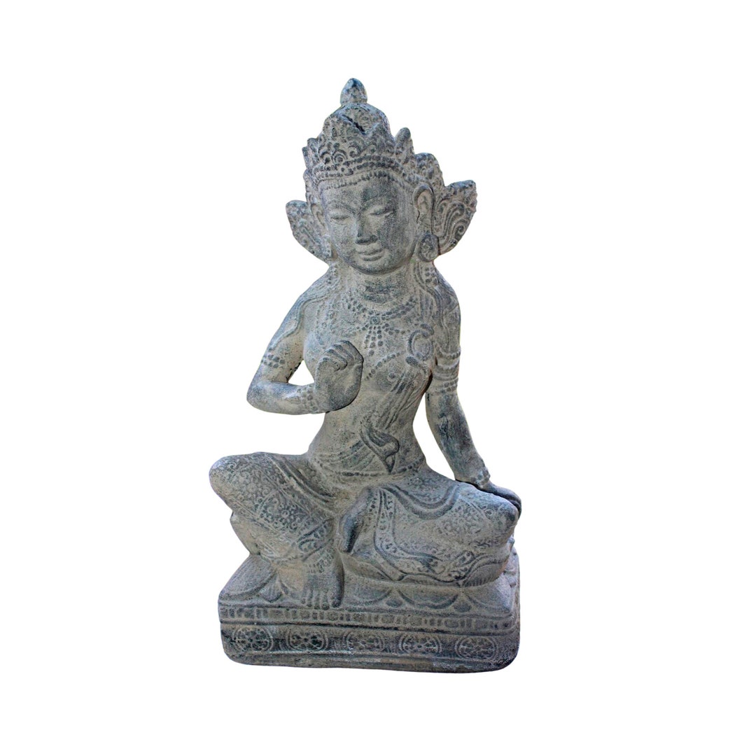 Guanyin Kwan Yin Garden Statue Water Moon Goddess Handmade Cast Lava