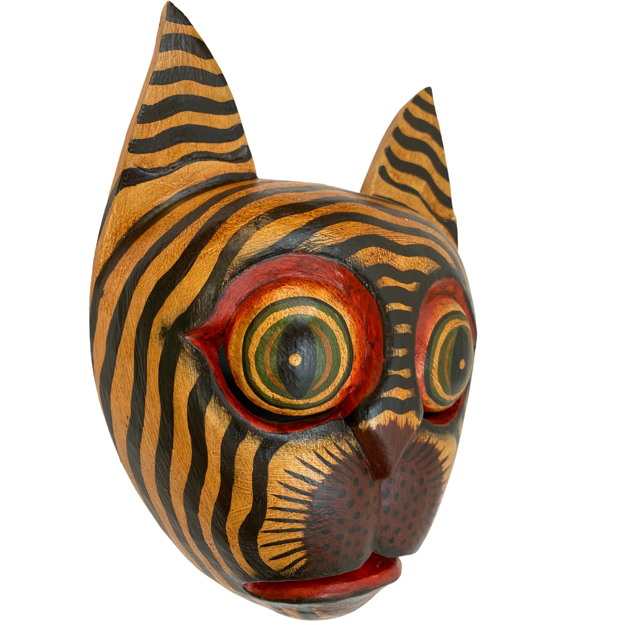 Balinese Black Cat Mask Striped Kitty Scaredy-cat Bali folk -  Portugal