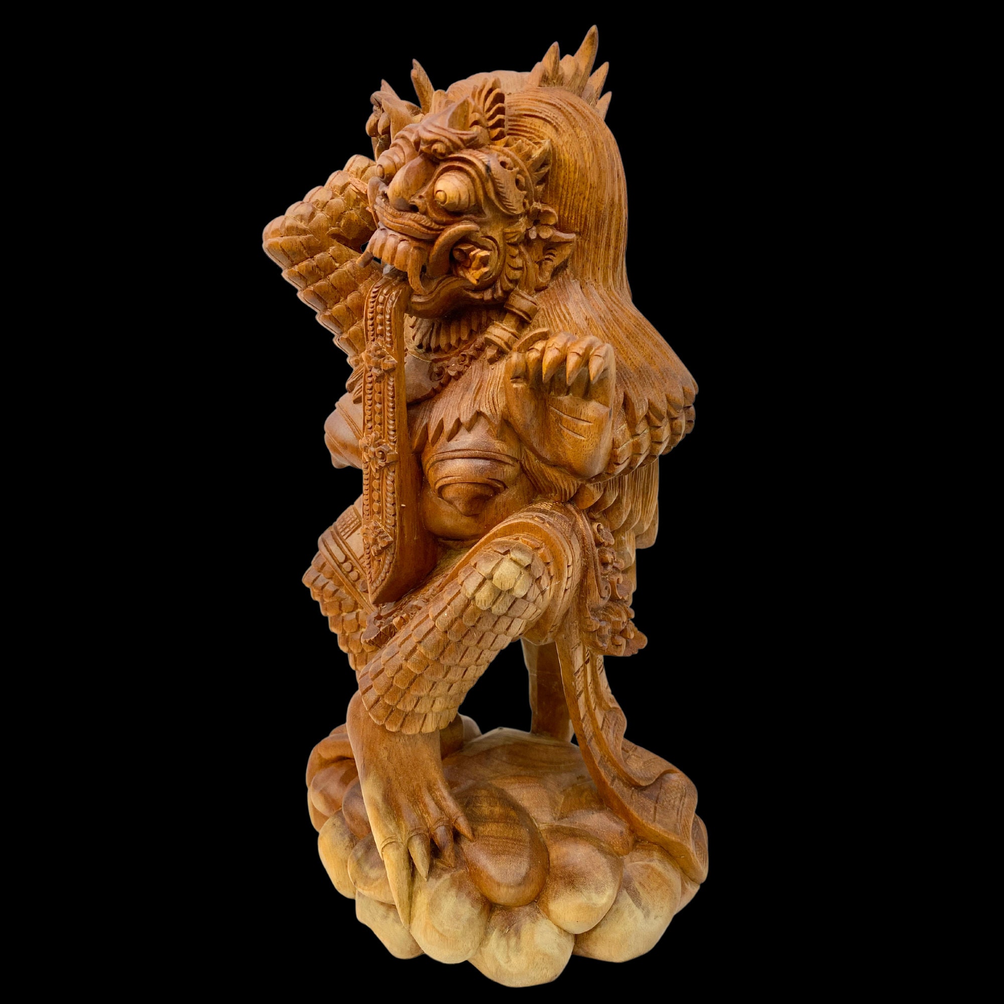 Balinese Rangda Demon Queen Sculpture, Carved Wood, Hindu Durga Goddess ...