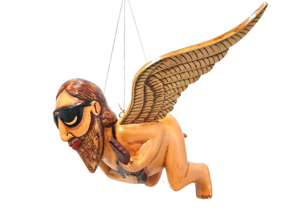 Flying Jerry with Guitar Hand Carved Wooden Flying Jerry with Guitar Hand Carved Wooden