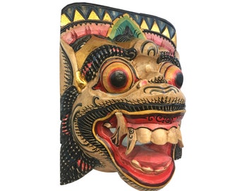 White Hanuman Mask the Monkey General Balinese Topeng Hand Carved Carving Wood Bali wall Art Wall art