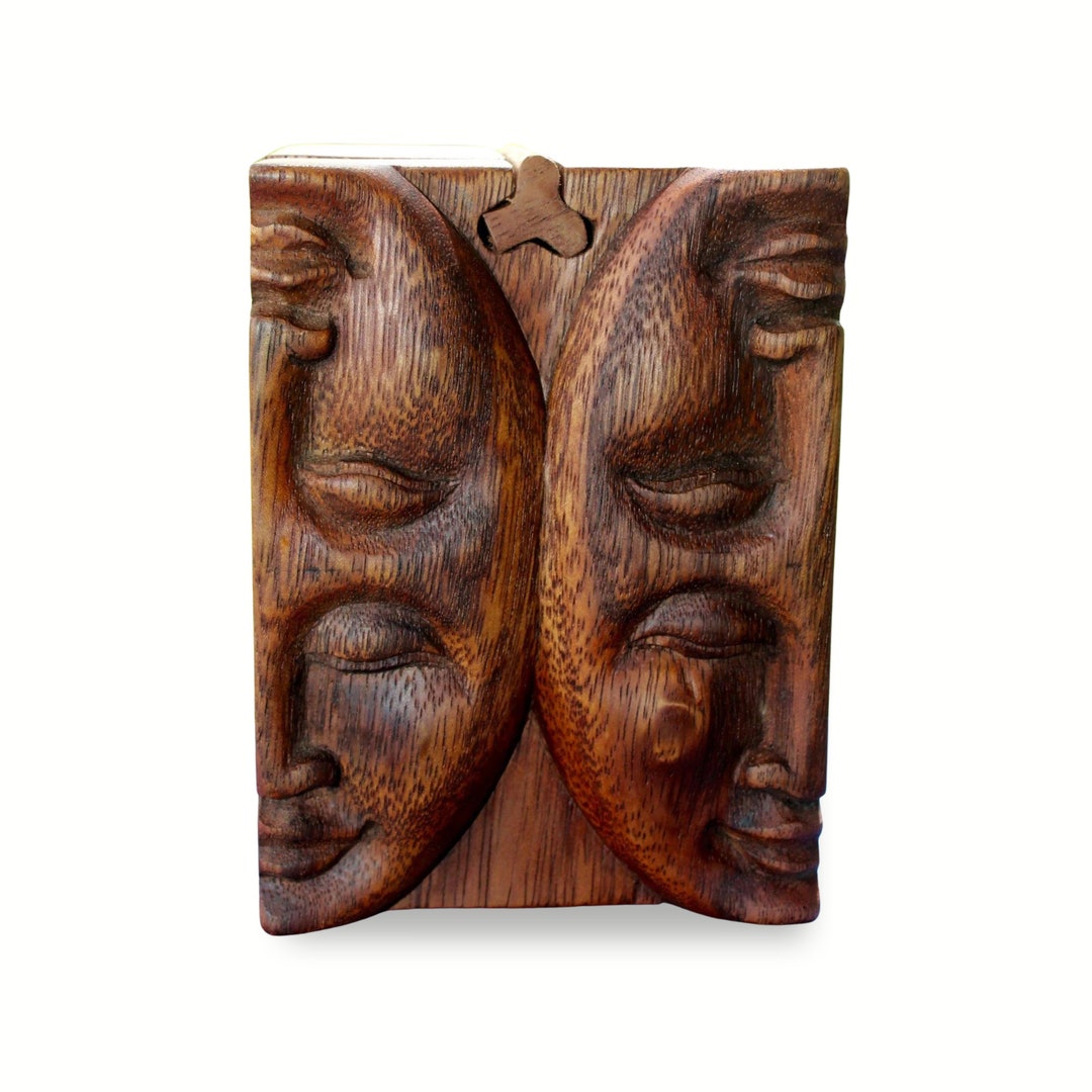 Balinese Lunar Moon Phase Puzzle Box Carving: Carved Wood Stash Box - Etsy