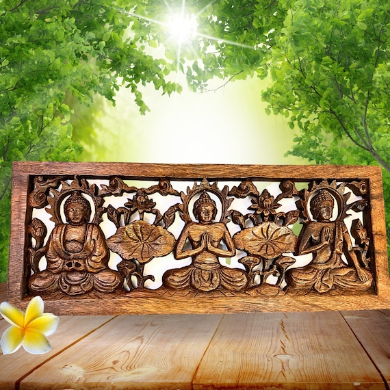 Tri-Buddha Mudra Panel Carving Tri-Buddha Mudra Panel Carving
