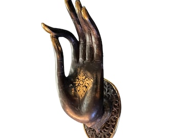 Buddha Abhaya Mudra Handle door pull Knob Hook burnished Bronze Balinese Art