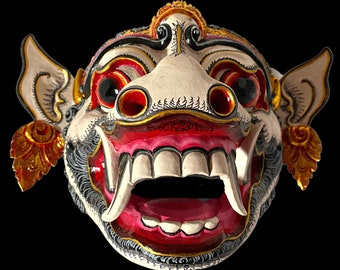 Barong Mask Bangkal Pig Boar Demon Topeng  Authentic Balinese Dance mask Hand Carved Polychrome Wood Carving Wall Bali Folk Art