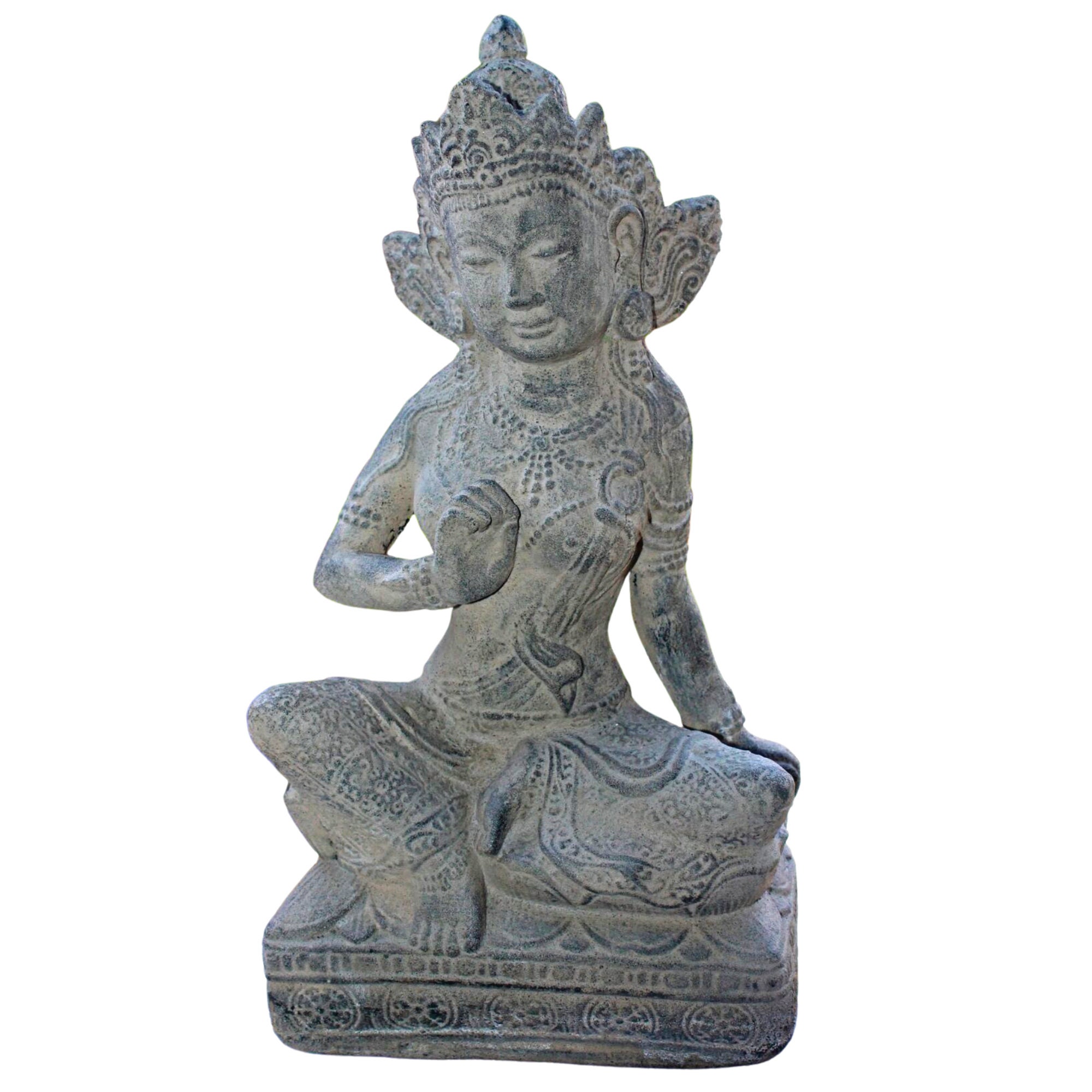 Guanyin Kwan Yin Garden Statue Water Moon Goddess Cast Lava Etsy