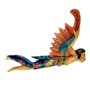 Winged Dewi Sri Fertility Goddess Mobile Spirit Chaser Crib Guardian Balinese Folk Art Wood Carving Boho Eclectic Decor