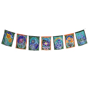 Prayer Flag Sacred Lotus Wall Hanging Banner Balinese Handmade Batik Boho Garden Art & Home  Decor