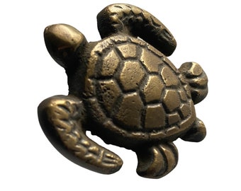 Brass Sea Turtle Drawer Pull: Nautical Cabinet Knob, Wall Hook