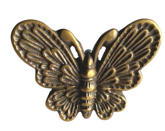 Butterfly Moth Brass Knob Drawer Pull Door Cabinet Handle Wall Hook Bali Art