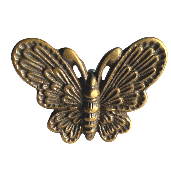 Butterfly Moth Brass Knob Drawer Pull Door Cabinet Handle Wall Hook Bali Art