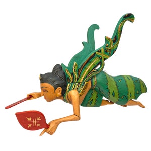 Dewi Ratih Moon Goddess Spirit Chaser Mobile: Carved Wood Balinese Demon Chaser Folk Art