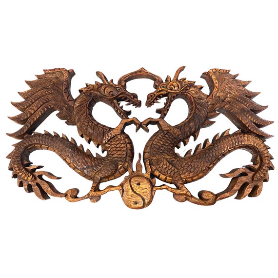 Large Double Dragon Yin Yang Panel Carving Large Double Dragon Yin Yang Panel Carving