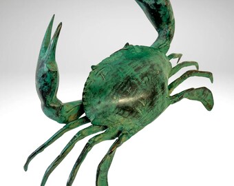 緑青銅のカニの像：海洋生物の彫刻コテージの装飾 - Etsy 日本
