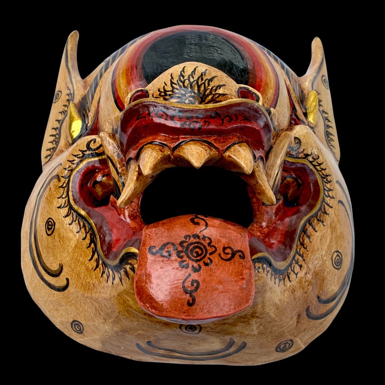 Balinese Mask Mata Besek Wooden Cyclops One Eyed Demon Monster Rakshasa Bali Folk Art Hand carved Wood Carving image 9