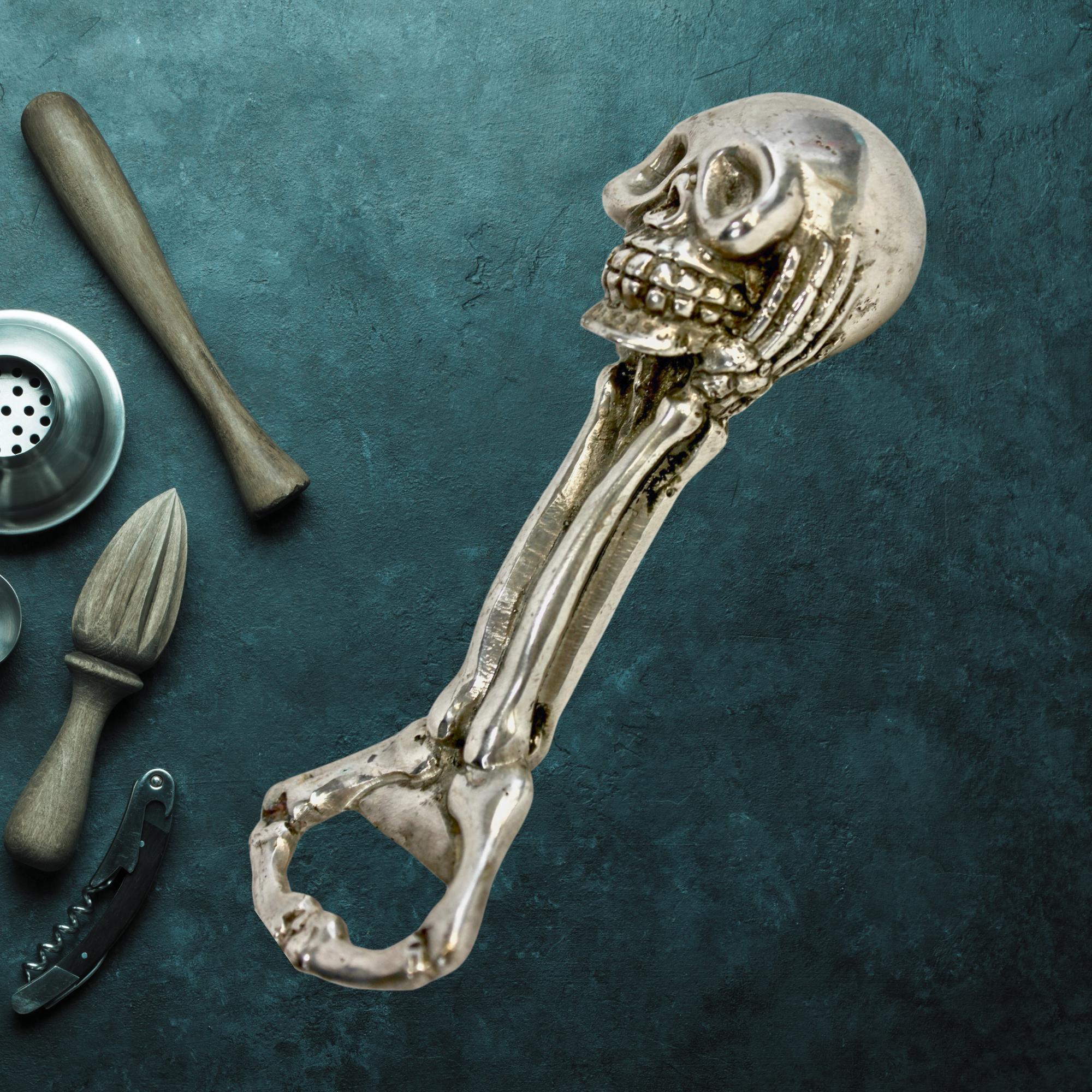 Skull and Bones Bronze Bottle Opener