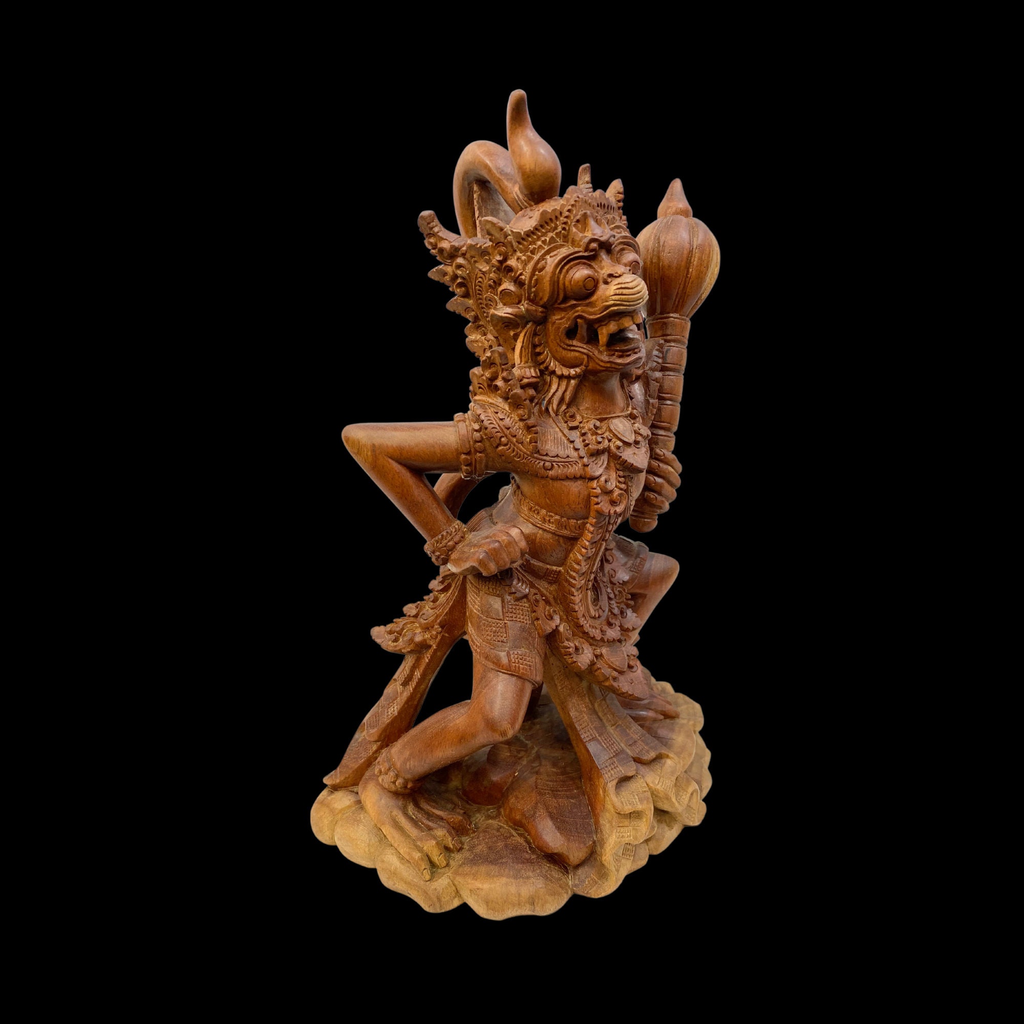 Statue Indonésienne Hanuman – Sculpture Bois, Keris, Pièce Artisanale