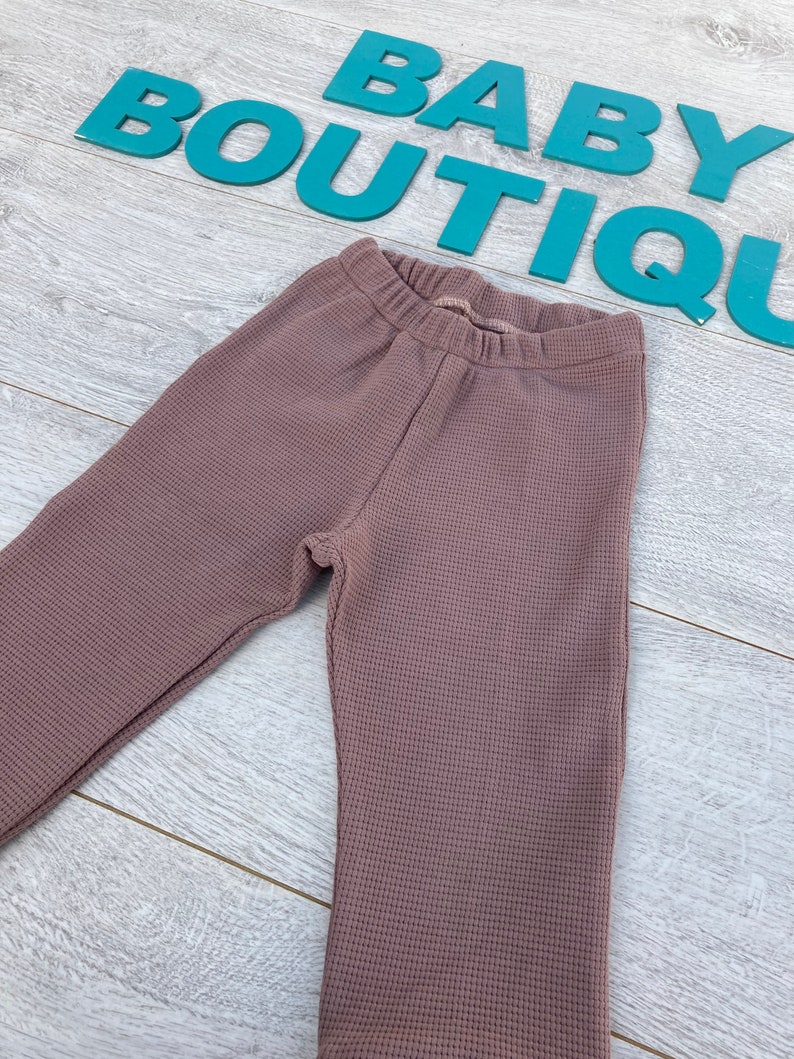 Antique pink waffle pattern cotton jogger trousers
