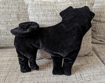 Pug silhouette pillow/ Pug pillow/ Decorative pillow/ Throw pillow dog/Dog lovers gift/ Velvet pillow/ Black pillow.