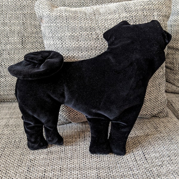 Pug silhouet kussen/Pug kussen/decoratief kussen/gooien kussen hond/hondenliefhebbers cadeau/fluwelen kussen/zwart kussen.