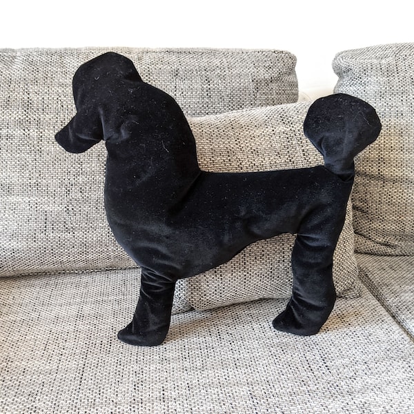Poodle dog silhouette pillow/ Poodle terrier dog pillow/ Decorative throw pillow dog/ Dog lovers gift/ Velvet pillow/ Black dog pillow.
