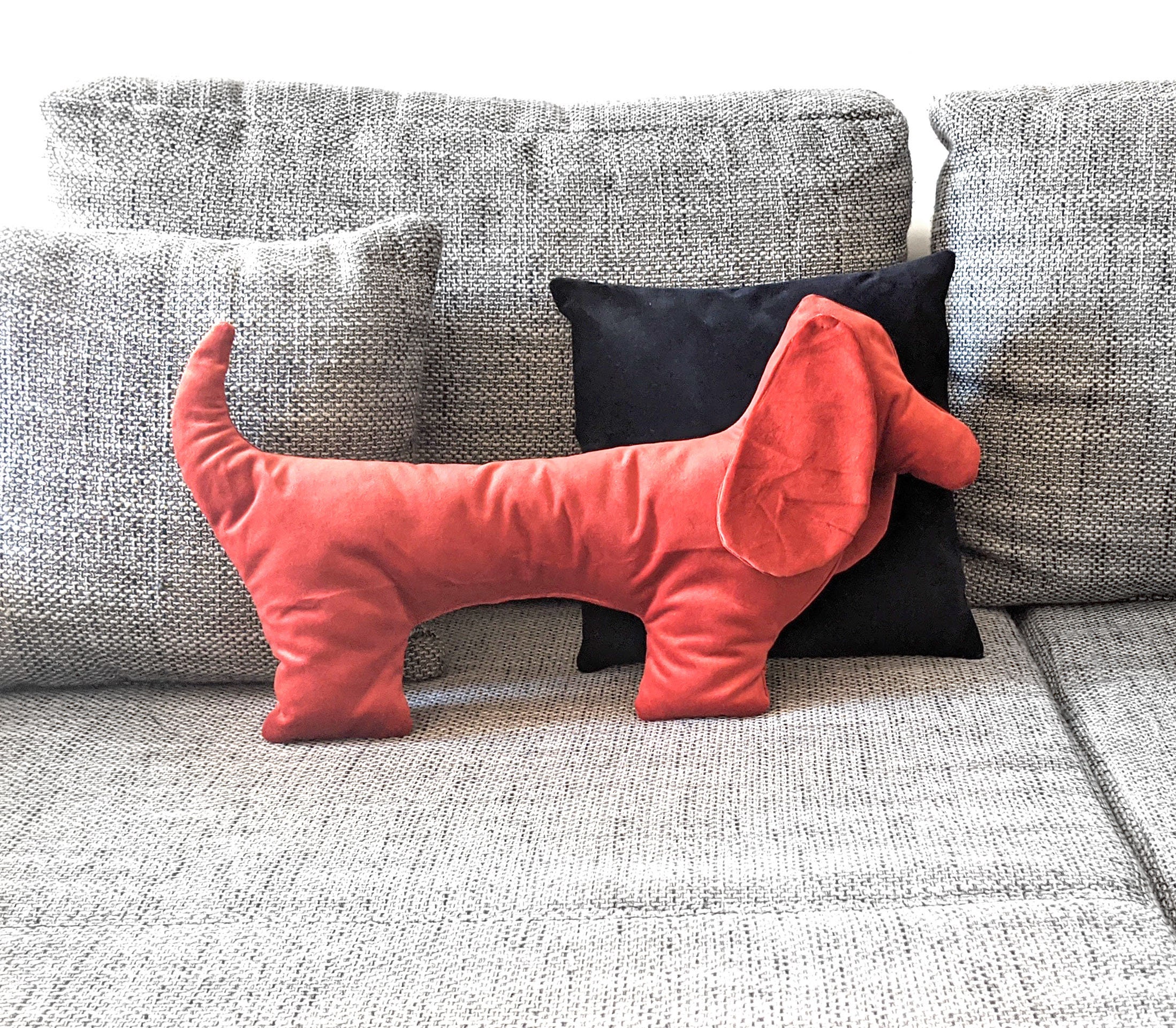Dachshund Silhouette Pillow/ Sausage Dog Pillow/ Decorative Black