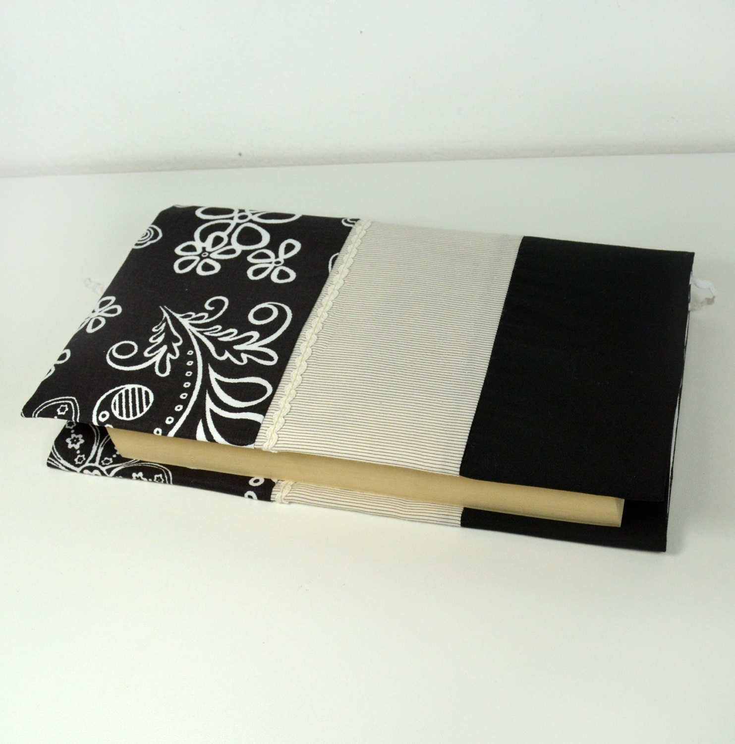 Fabric notebook cover in black and white . | Etsy