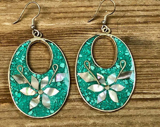 Featured listing image: Beautiful Vintage Turquoise Alpaca Earrings