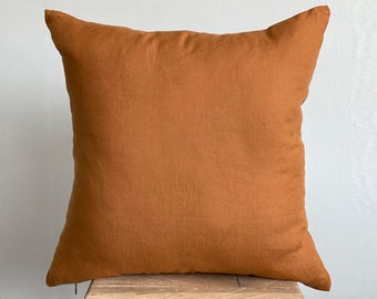 Terracotta Plain Linen Cushion Cover 18x18", Linen Home Decor, Linen Pillow Case, Bedroom Decor, Eco Friendly Decor,Throw Pillow