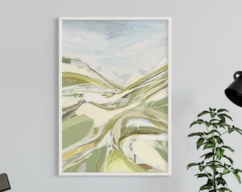 Soft Green Abstract Landscape Print | Nature Art Wall Decor | Modern Greenery Poster, wall art print, home decor | original wall art prints