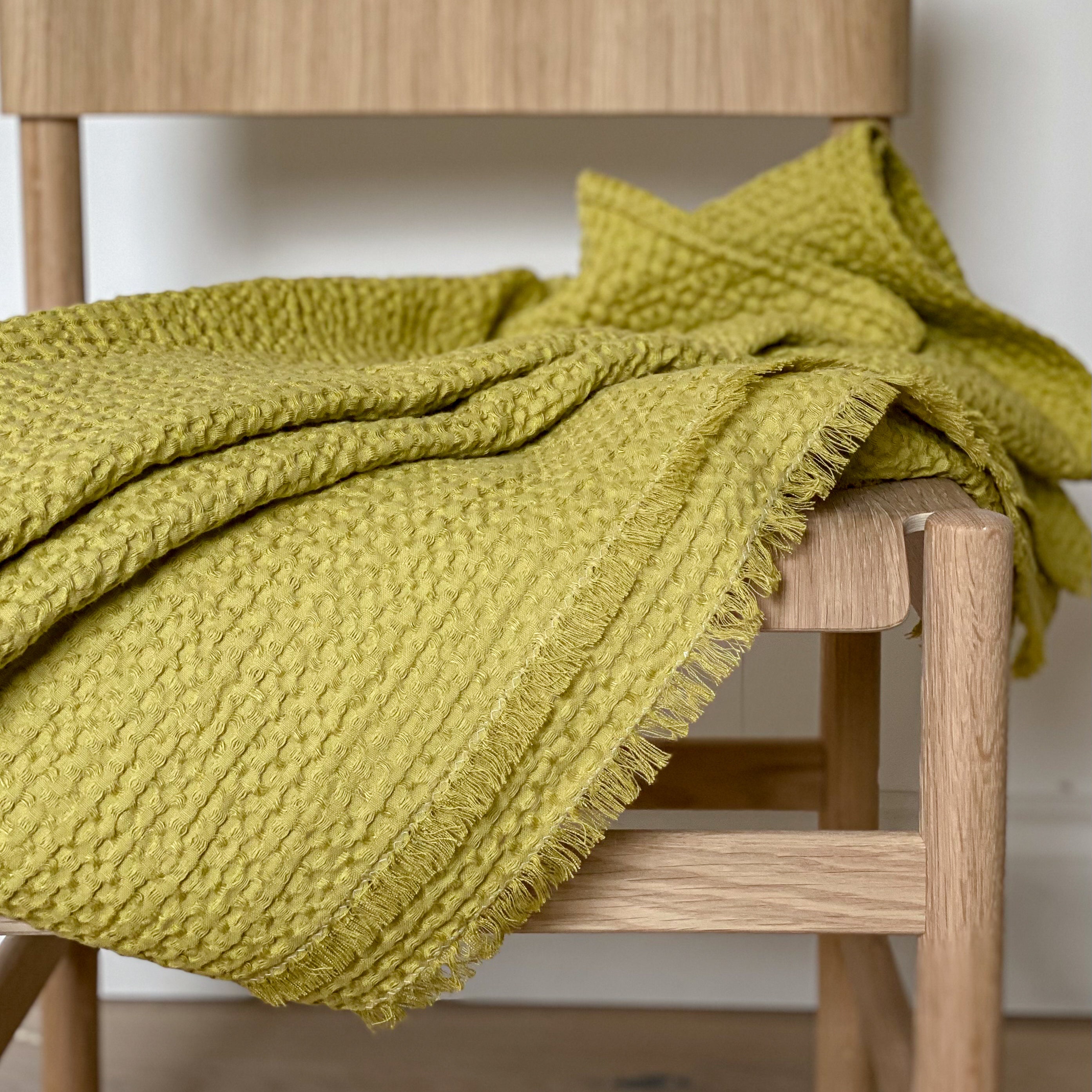 Lime Green Linen Sofa Throw Blanket in More Colours Available Etsy UK