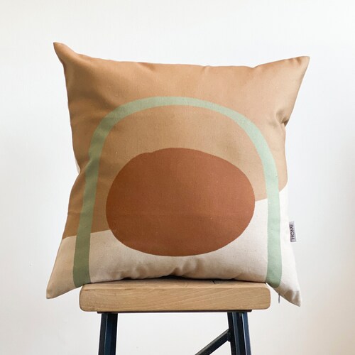 Terracotta Pillow Case Midcentury Cushion Abstract Pillow Etsy