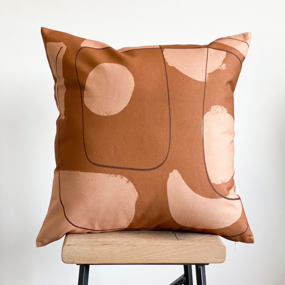 Terracotta Pillow Case Midcentury Cushion Abstract Pillow Etsy