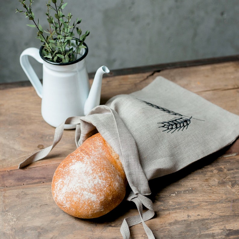 Linen Bread Bag Drawstring Bag Embroidered Pouch Bag Food Etsy