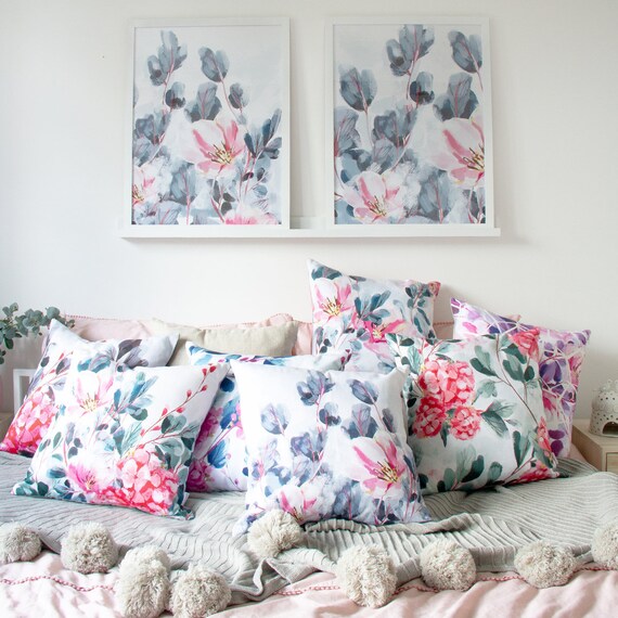 Floral Cushion Summer Flowers Pillow Cover Sofa Pillow Etsy