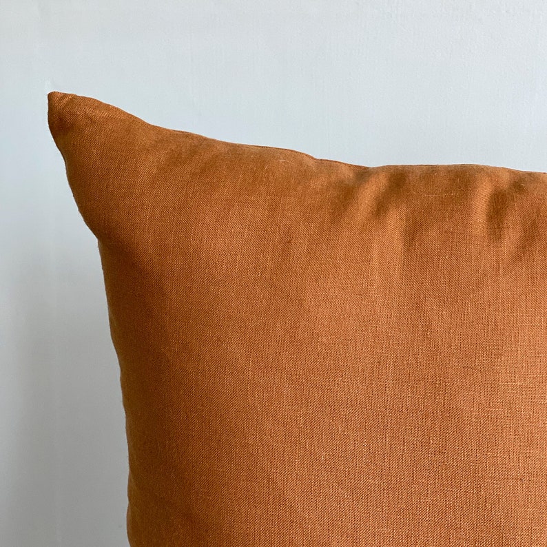Terracotta Plain Linen Cushion Cover Linen Home Decor Linen Etsy
