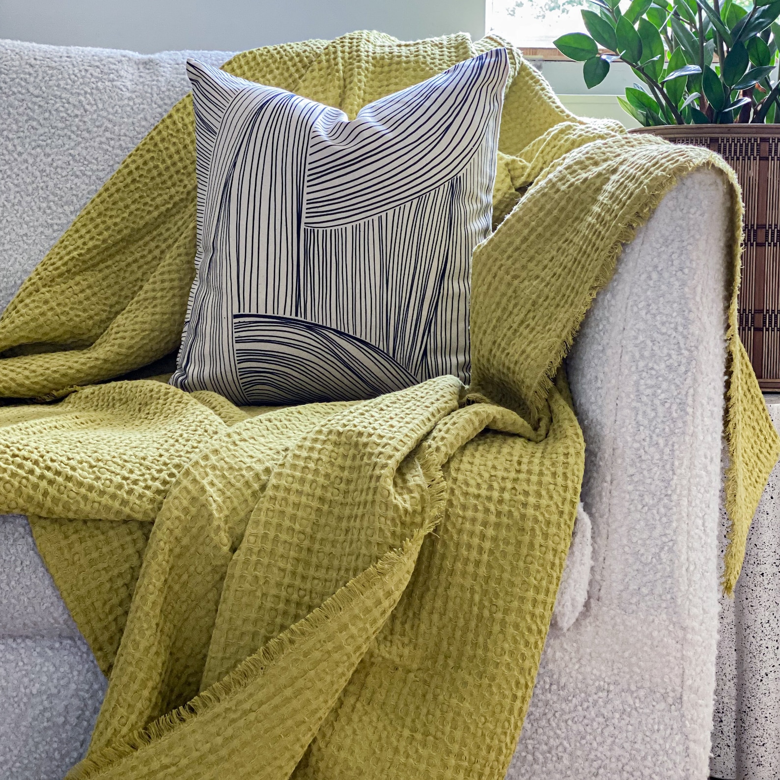 Lime green linen sofa throw blanket in more colours available Etsy