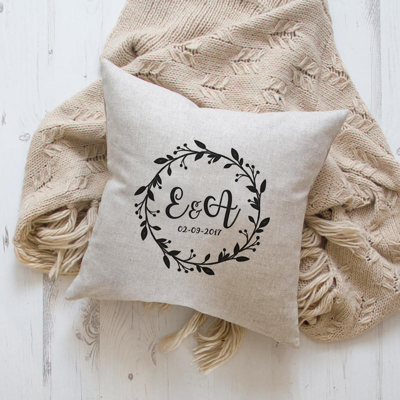 Cadeau de Mariage Personnalisé, Coussin Devis, Couverture Brodée Personnalisée, Cadeau Famille, Pour