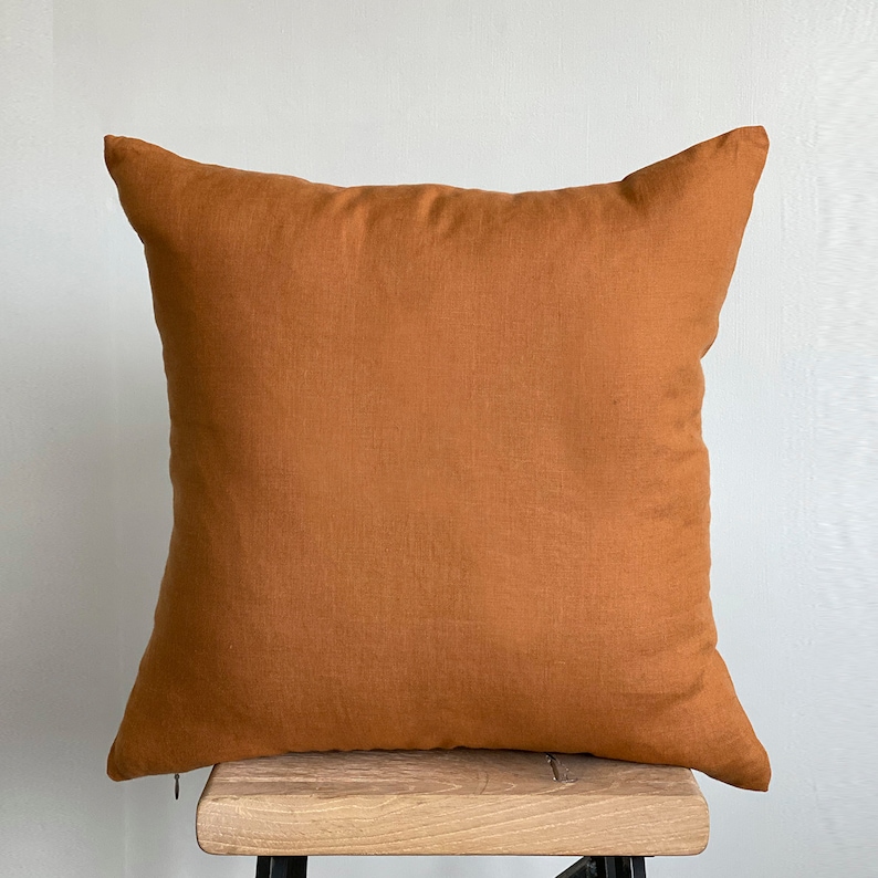 Terracotta Plain Linen Cushion Cover Linen Home Decor Linen Etsy