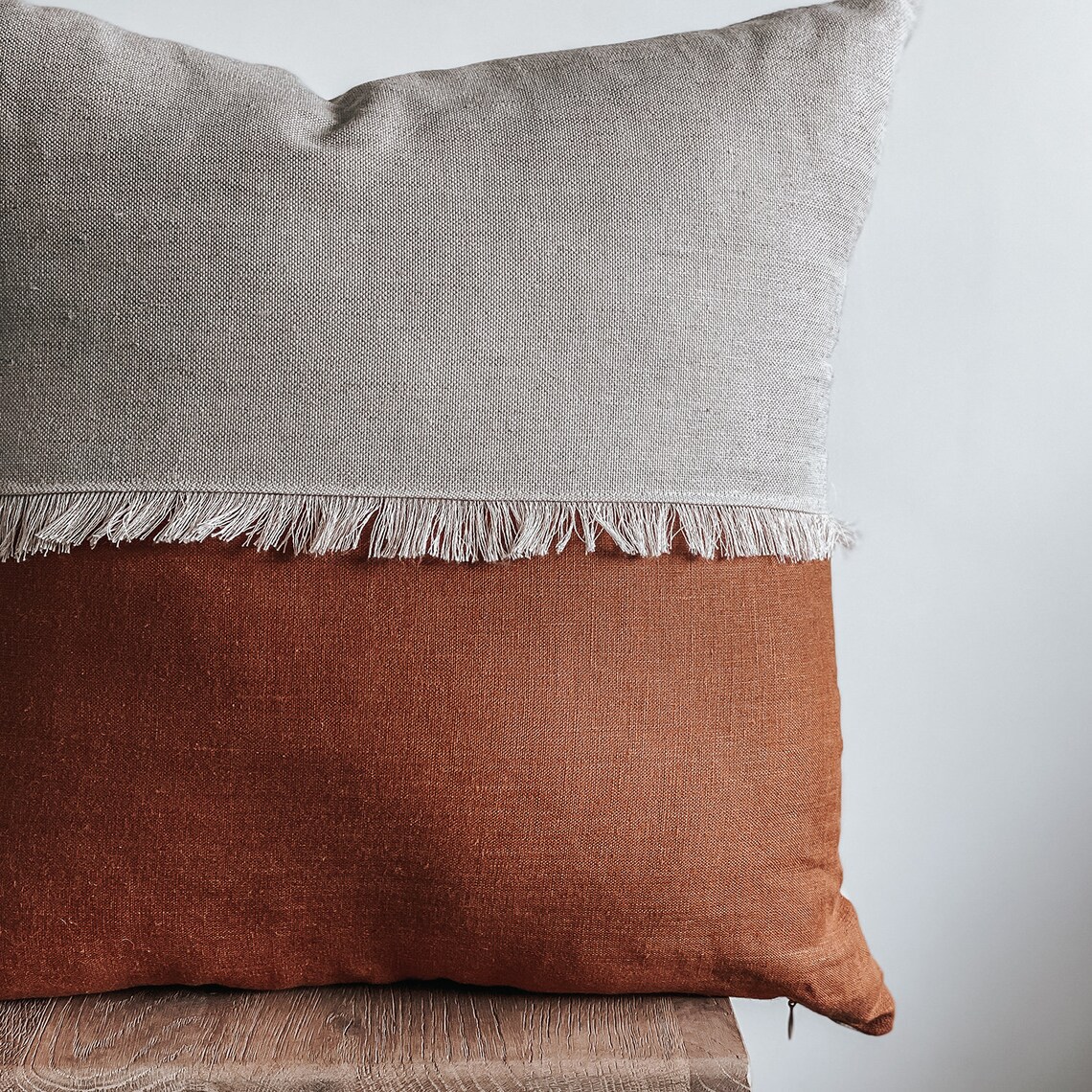 Handmade Linen Frill Cushion Cover in Two Colours Terracota Etsy