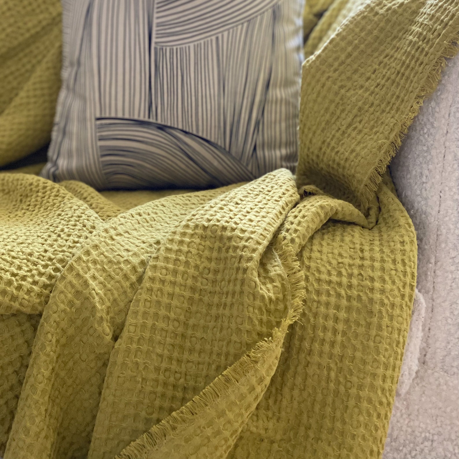 Lime Green Linen Sofa Throw Blanket in More Colours Available Etsy UK