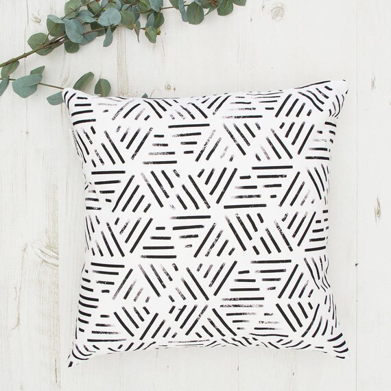 Geometric Cushion Home Decor Modern Throw Pillow Black Etsy