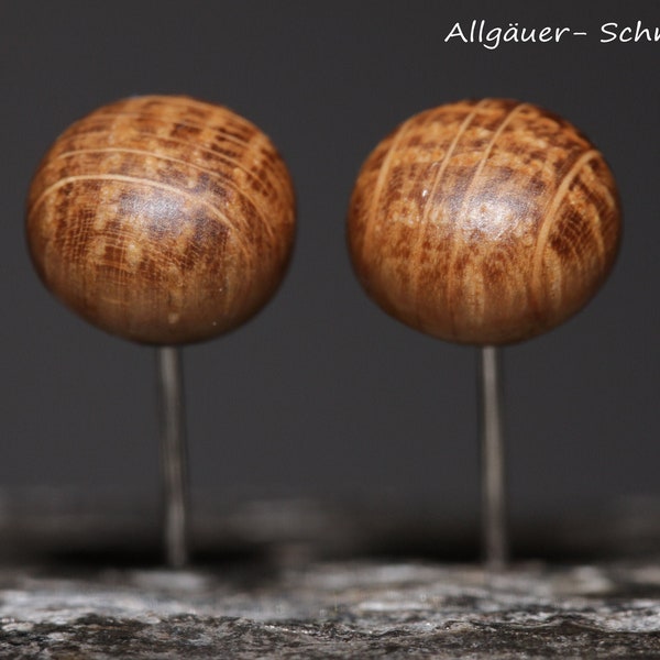 Kleine 8 mm Holz Ohrringe mit 925 Silber oder Edelstahl Stecker runde hölzern Ohrstecker Holz Schmuck Holzohrringe für Männer und Frauen