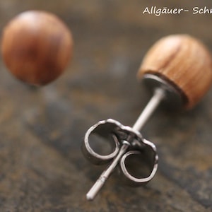 6 mm Holzohrstecker mit 925 Silber oder Edelstahl Stecker kugel Ohrstecker Holz Schmuck Holzohrring für Männer Frauen hölzern runde Ohrringe