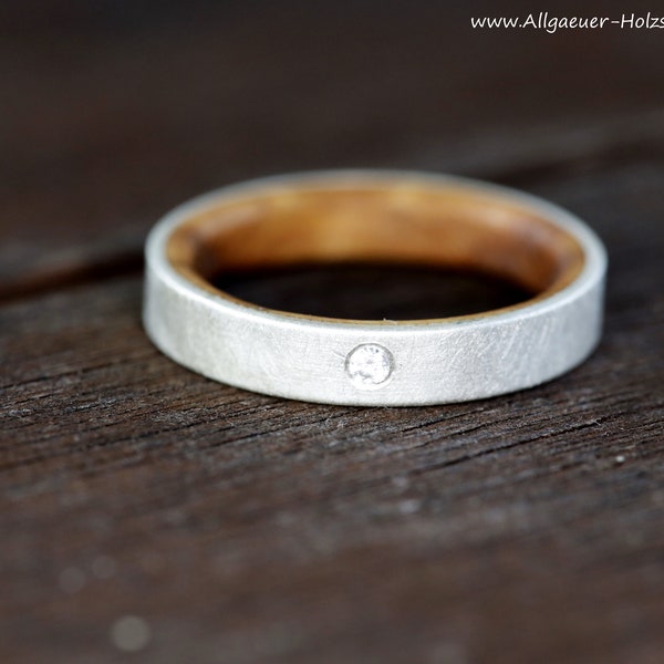 Oak wood narrow engagement ring, women's ring, ring with wood made of wood wooden ring handmade wedding ring engagement ring friendship ring