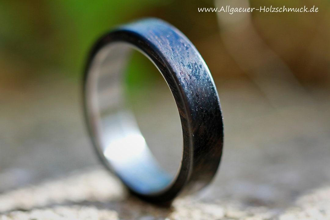 Island Piercings Holzring Mit Perlmutt - Handarbeit, Sono Holz, AR167